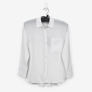 Everlane The Clean Silk Oversized Shirt Size 00 Gray Semi-Sheer Minimalist